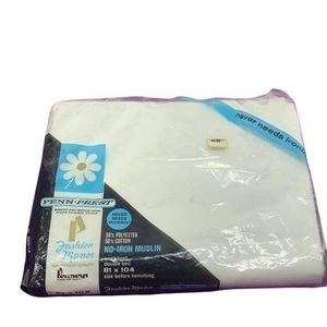 Vintage‎ New Penn Prest Penneys Fashion Manor Percale Double Flat Sheet White
